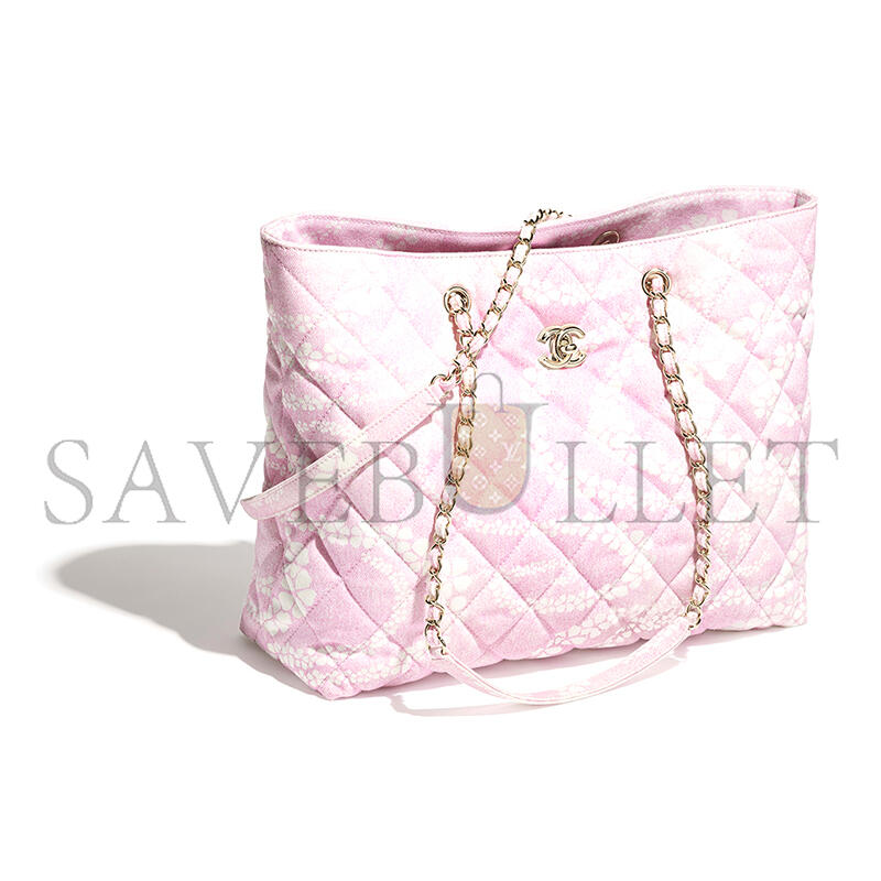 Ch*el coco beach 2025 collection shopping bag printed denim as5429 (37*28.5*13cm)